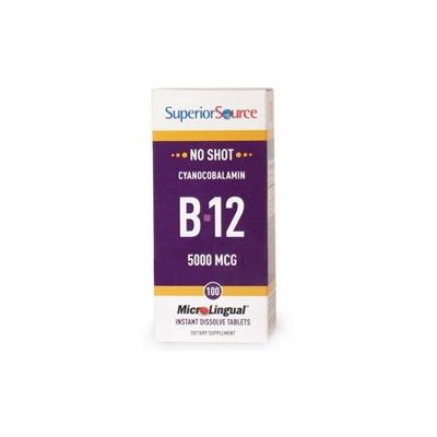 Superior Source - No Shot B12 Cyanocobalamin Instant Dissolve 5000 mcg. - 100 Tablets