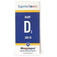 Superior Source - Baby Vitamin D3 Instant Dissolve 200 IU - 100 Tablets.
