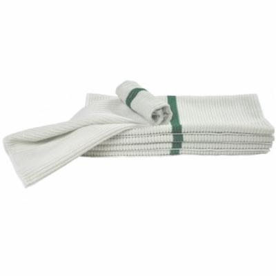 Nouvelle Legende® 14 X 18in Ribbed Bar Mop Microfiber Towels (12 Pack) Green Stripe