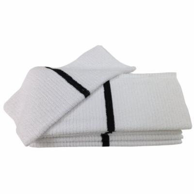 Nouvelle Legende® 14 X 18in Ribbed Bar Mop Microfiber Towels (12 Pack) Black Stripe