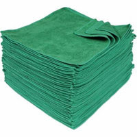 Eurow Microfiber 12 x 12in 350 GSM Cleaning Towels Green - 50 Pack