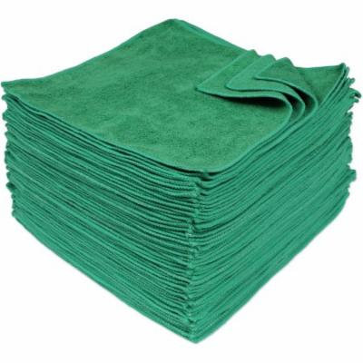 Eurow Microfiber 12 x 12in 350 GSM Cleaning Towels Green - 50 Pack