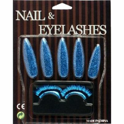 Blue Glitter Nails & Eyelashes