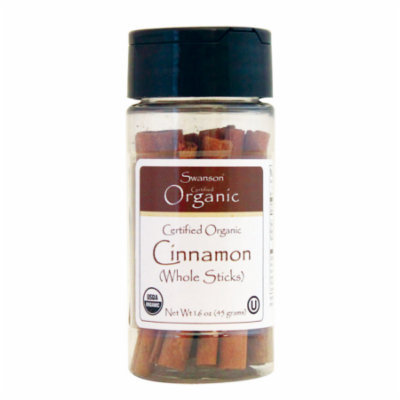 Swanson Certified Organic Cinnamon (Whole Sticks 1.6 oz (45 grams) Pkg