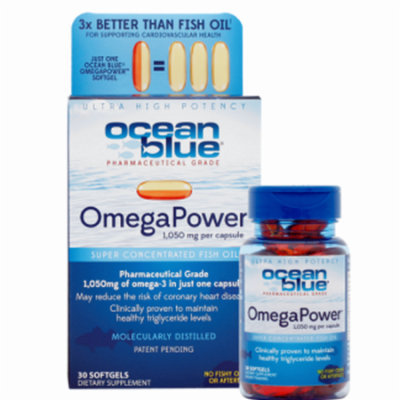 Ocean Blue Professional OmegaPower - 30 Count (2-Pack) Omega 3 Fatty Acids 1050mg EFA