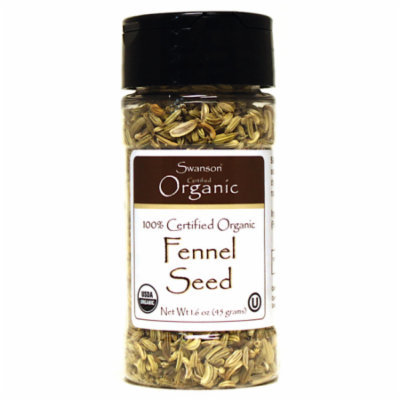 Swanson 100% Certified Organic Fennel Seed 1.6 oz (45 grams) Seeds