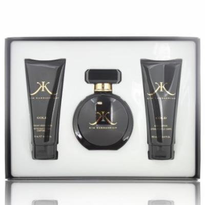 KIM KARDASHIAN GOLD WOMEN 3 PIECE GIFT SET - 3.4 OZ EAU DE PARFUM SPRAY by KIM KARDASHIAN