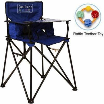 ciao baby - Portable High Chair with Rattle Teether Toy - Blue