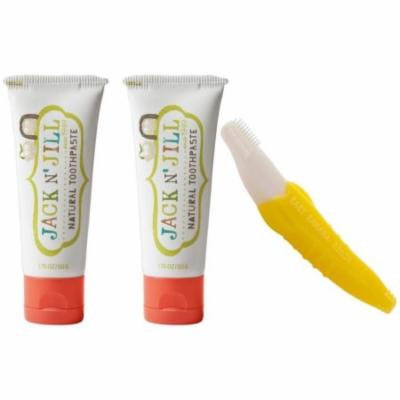 Jack N' Jill Natural Toothpaste, 50g (Set of 2) with Banana Toddler Toothbrush, Blueberry