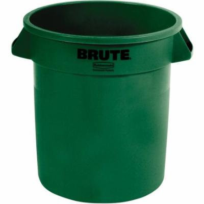 Rubbermaid Commercial Dark Green Plastic 10 Gallon Round Brute Containers, 6 count