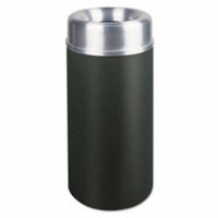 Crowne Collection Open Top Receptacle, Round, Black, 15 gallon