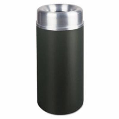 Crowne Collection Open Top Receptacle, Round, Black, 15 gallon