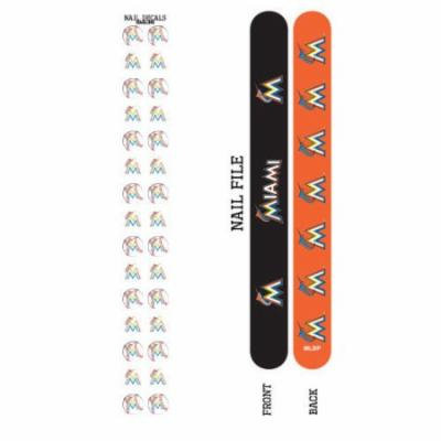 Bundle 2 Items: Miami Marlins Nail File and Nail Sticker Decals