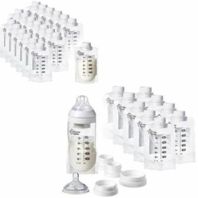 Tommee Tippee Pump and Go Breast Milk Starter Set with Bonus Milk Pouch, 20-Count