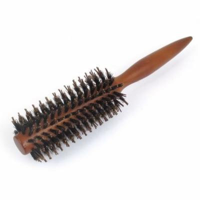 Brown Plastic Tapering Grip Brush Bristles Curly Hair Comb Hairbrush Makeup Tool