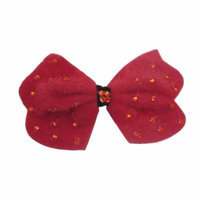 Silver Tone Metal Alligator Clip Red Felt Bowtie Hairclip