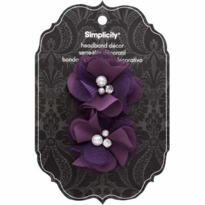 Simplicity Slide On Flower Headband Accessories in Plum, 2 pcs.