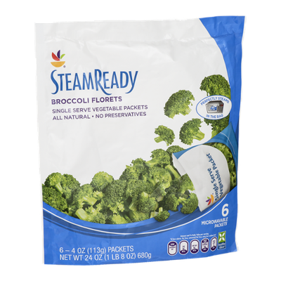 Ahold Steam Ready Broccoli Florets Single Serve Packets - 6 CT