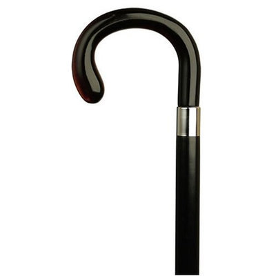 Harvy Ladies Bulb Nose Crook Black Maple Cane, Shell Handle -Affordable Gift! Item #HAR-9131139