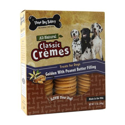 Three Dog Bakery Classic Cremes, Golden w Peanut Butter Filling, 13 oz