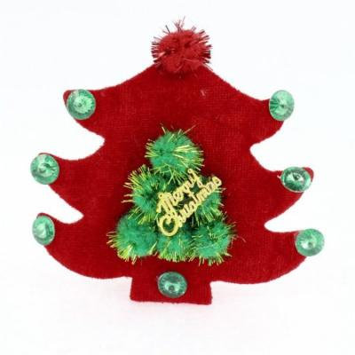 Lady Woman Cloth Tree Decor Christmas Party Alligator Hair Clip Barrette Red