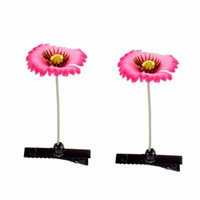 Floral Antenna Hairpin Artificial Fuchsia Flower Hair Clips 2 Pcs