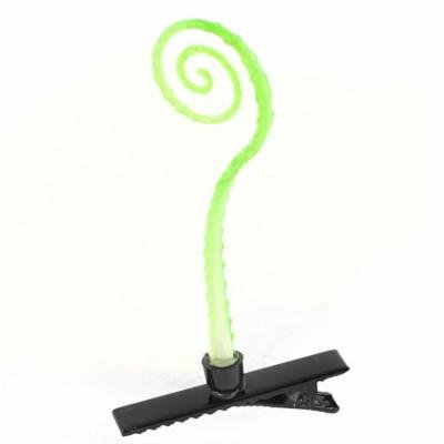 Lady Woman Curled Plant Detail Party Alligator Hair Clip Barrette Green Pair