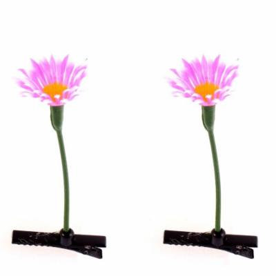 Floral Antenna Hairpin Artificial Flower Pink Daisy Hair Clips 2 Pcs