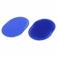 Oval Shape Hair Cleaning Scalp Massage Comb Shampoo Brush Dark Blue 2Pcs