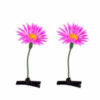 Girl Artificial Purple Flower Floral Antenna Hairpin Hair Clips 2 Pcs