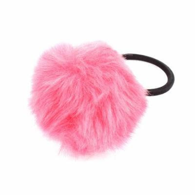 Lady Fluffy Faux Fur Decor Stretchy Band Hair Tie Ponytail Hairband Magenta