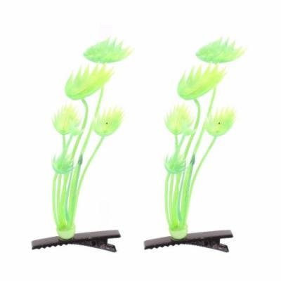 Lady Woman Plant Detail Party Flat Alligator Hair Clip Barrette Green Pair