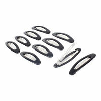 Woman Plastic Shell Oval Shape Bendy Slides Hair Clip Black 6.5cm Long 10pcs