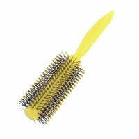 Yellow Nonslip Handle Wavy Roll Round Bristles Curly Hair Brush Comb