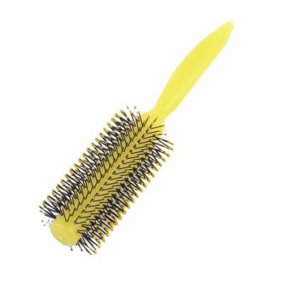 Yellow Nonslip Handle Wavy Roll Round Bristles Curly Hair Brush Comb