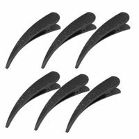 Lady Metal Single Horn Shape Hairstyle Alligator Hair Clip Barrette Black 6Pcs