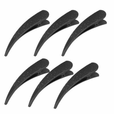 Lady Metal Single Horn Shape Hairstyle Alligator Hair Clip Barrette Black 6Pcs