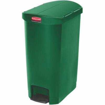 Rubbermaid Commercial End Step Style Slim Jim Resin 13 gal. Step-On Container, Green