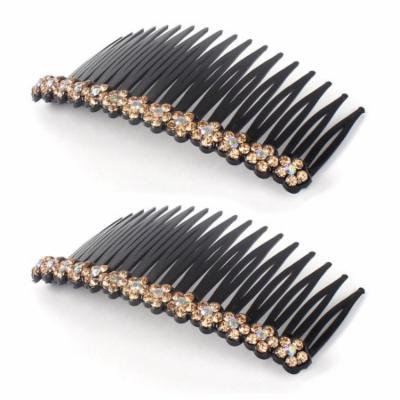 Lady Plastic Hairstyle Decoration Inlaid 18 Teeth Comb Hair Clips Orange 2pcs
