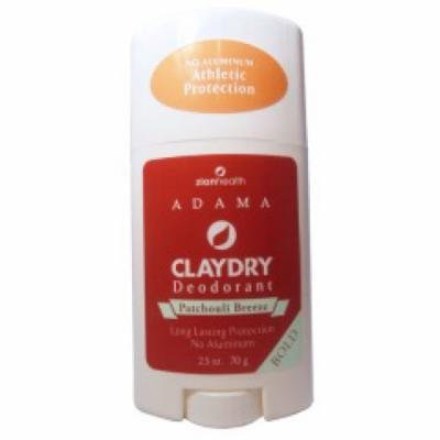 ClayDry Bold Deodorant Patchouli Breeze Zion Health 2.5 oz Stick