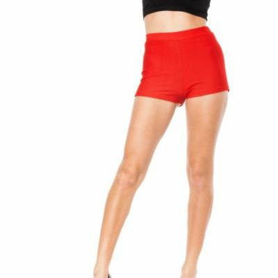 Red Junior Stretchy High Waisted Shorts (One Size Fits Medium/Large M/L)
