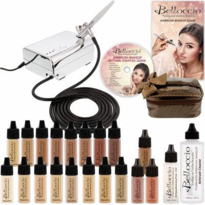 16 Foundation Shades Belloccio Professional AIRBRUSH COSMETIC MAKEUP SYSTEM Kit