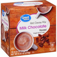 Great Value Milk Chocolate Hot Cocoa Mix Flavored Single Serve Cups, 0.53 oz, 18 count