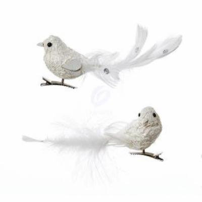 WHITE FEATHER BIRD W/CLIP 2/ASSTD.