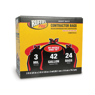 Berry Plastics RPS663A/618900 Ruffies 42 Gallon Black Contractor, 24 Count