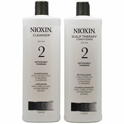 Nioxin System 2 Cleanser ; Scalp Therapy Duo (Natural Hair: Noticeably Thinning) 33.8 oz (1 Liter)
