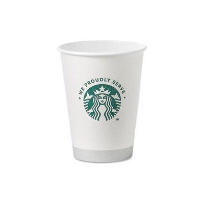 Solo Starbucks Hot Cups, 12oz, White with Green Logo, 1000/Carton