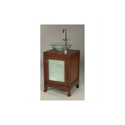 AA Importing One Door Bathroom Vanity with Vessel Sink in Distressed Brown