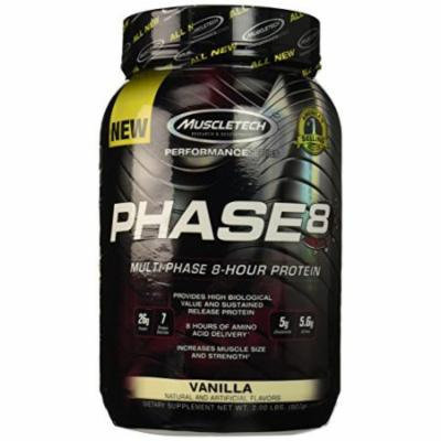 MuscleTech Phase 8 Protein Powder, Multi-Phase 8-Hour Protein Formula, Vanilla, 2.0 lbs (907g)