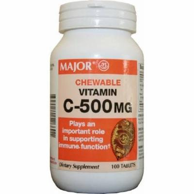 Vitamin C Supplement Major 500 mg Strength Chewable Tablet 100 per Bottle Orange - 1 Bottle